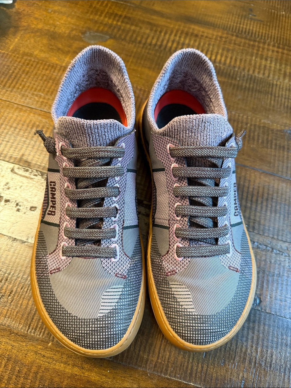 Camper women Knit Low-Top Sneakers in Gray with Gum Sole
